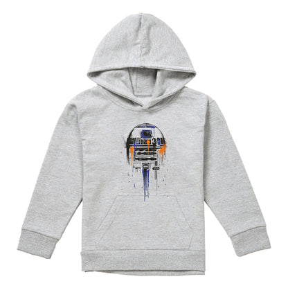 Athletic Heather - Front - Star Wars Childrens-Kids R2-D2 Paint Drip Heather Hoodie