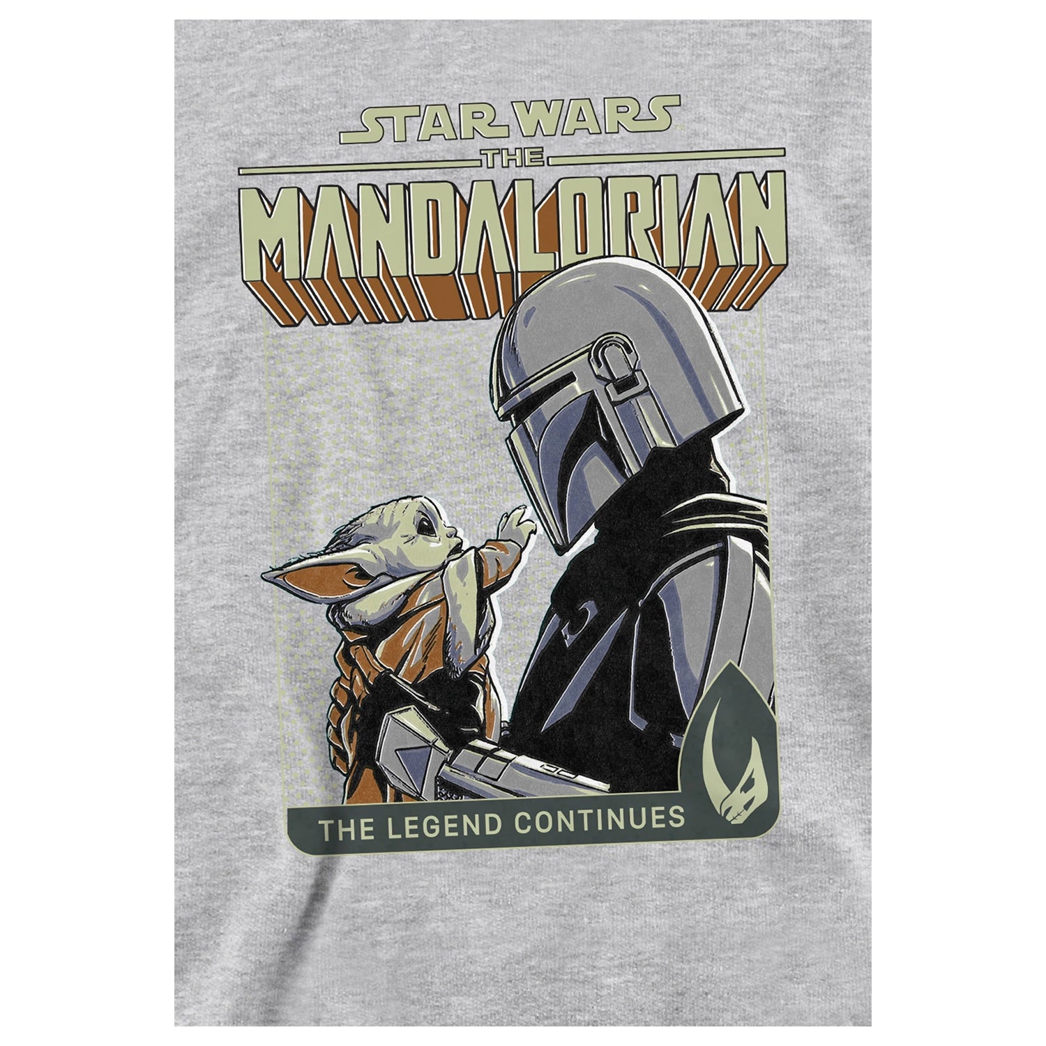 Athletic Heather - Side - Star Wars The Mandalorian Childrens-Kids Legend Continues Grogu Heather Pullover Hoodie
