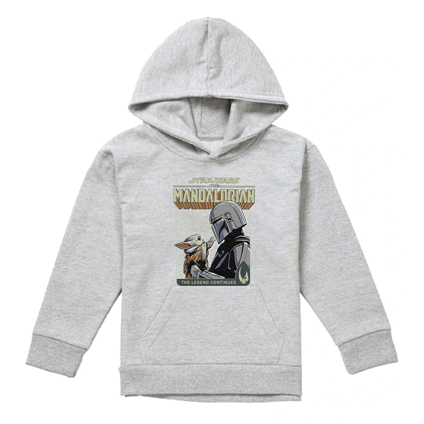Athletic Heather - Front - Star Wars The Mandalorian Childrens-Kids Legend Continues Grogu Heather Pullover Hoodie
