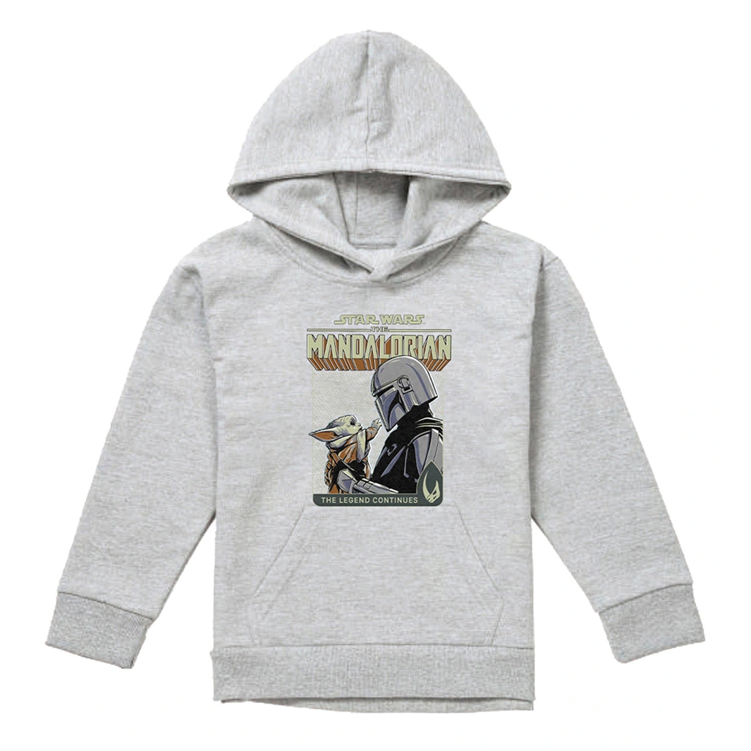 Athletic Heather - Front - Star Wars The Mandalorian Childrens-Kids Legend Continues Grogu Heather Pullover Hoodie