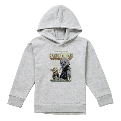 Athletic Heather - Front - Star Wars The Mandalorian Childrens-Kids Legend Continues Grogu Heather Pullover Hoodie
