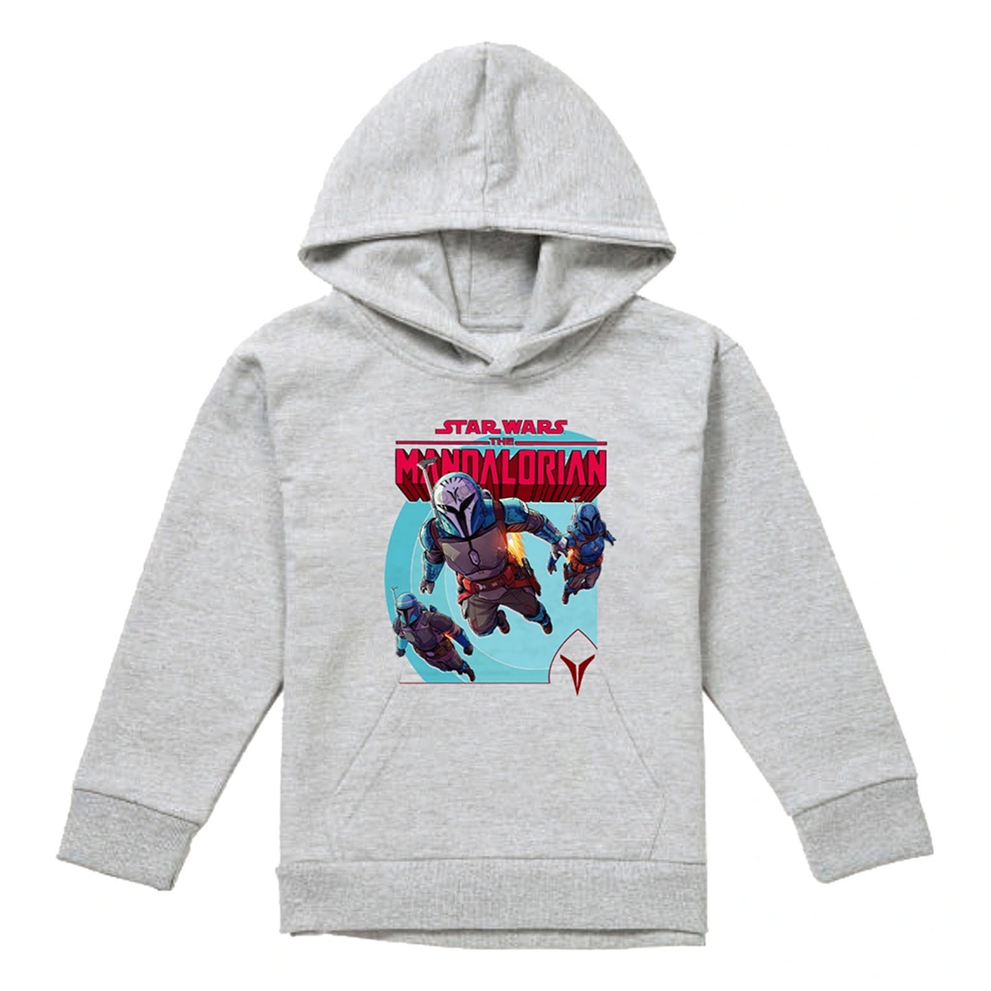 Athletic Heather - Front - Star Wars Mandalorian Childrens-Kids Attack Heather Hoodie