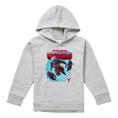 Athletic Heather - Front - Star Wars Mandalorian Childrens-Kids Attack Heather Hoodie