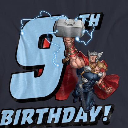Deep Navy - Side - Thor Womens-Ladies 9th Birthday T-Shirt