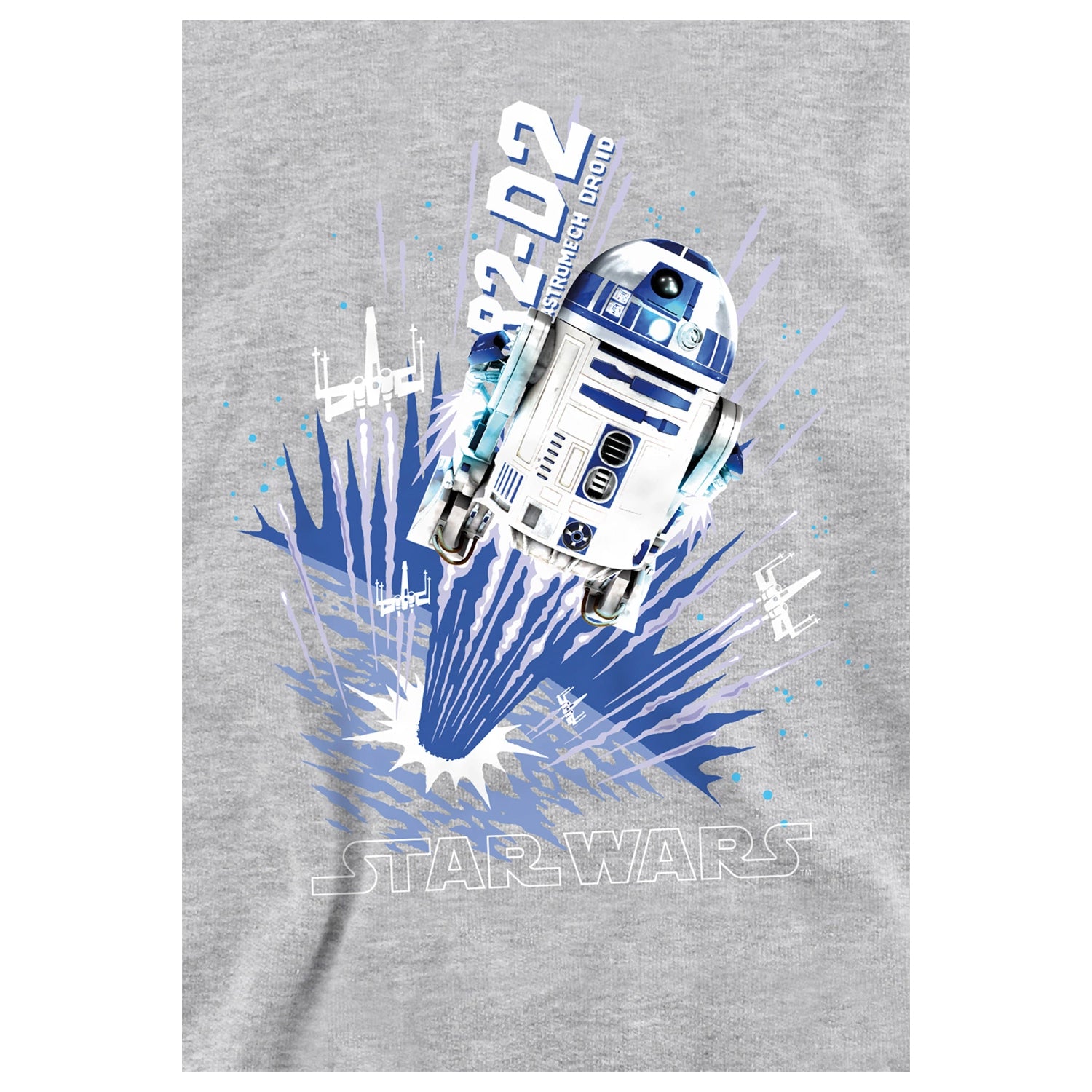 Athletic Heather - Side - Star Wars Childrens-Kids Blast Off R2-D2 Heather Pullover Hoodie