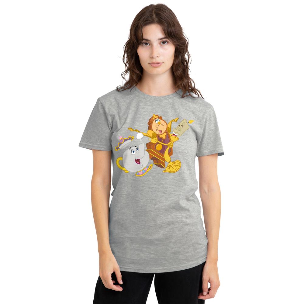 Athletic - Lifestyle - Beauty And The Beast Womens-Ladies Potts Cogsworth Lumiere Heather T-Shirt