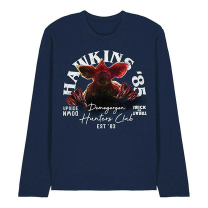 Navy - Front - Stranger Things Unisex Adult Hawkins 85 Demogorgon Long-Sleeved T-Shirt