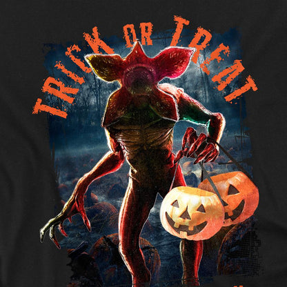 Black - Side - Stranger Things Unisex Adult Trick Or Treat Demogorgon T-Shirt