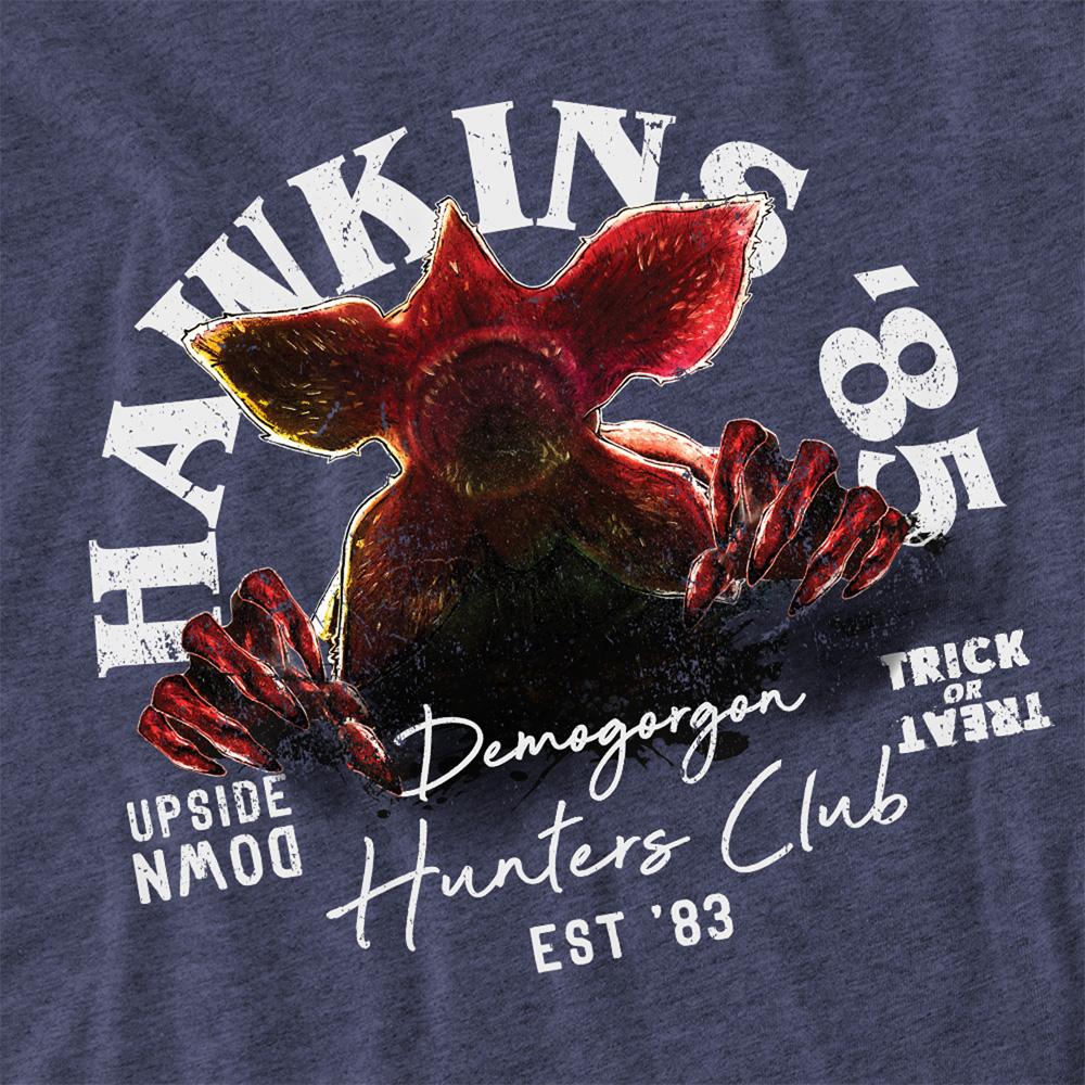 Navy - Side - Stranger Things Unisex Adult Hawkins 85 Demogorgon T-Shirt