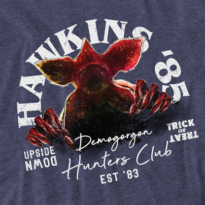 Navy - Side - Stranger Things Unisex Adult Hawkins 85 Demogorgon T-Shirt