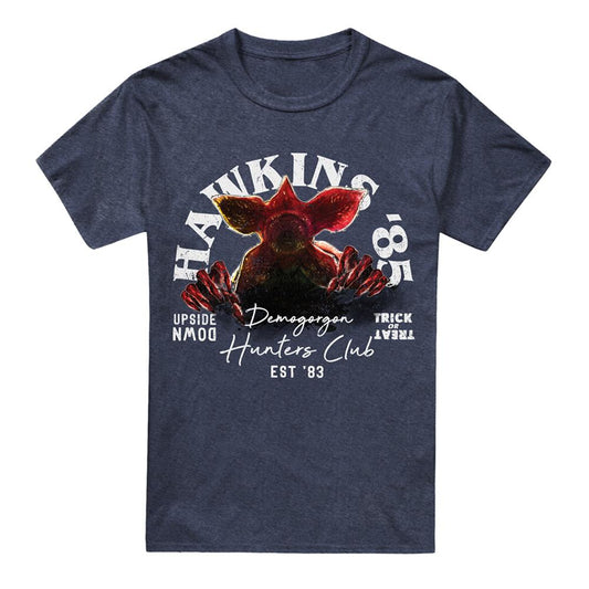 Navy - Front - Stranger Things Unisex Adult Hawkins 85 Demogorgon T-Shirt