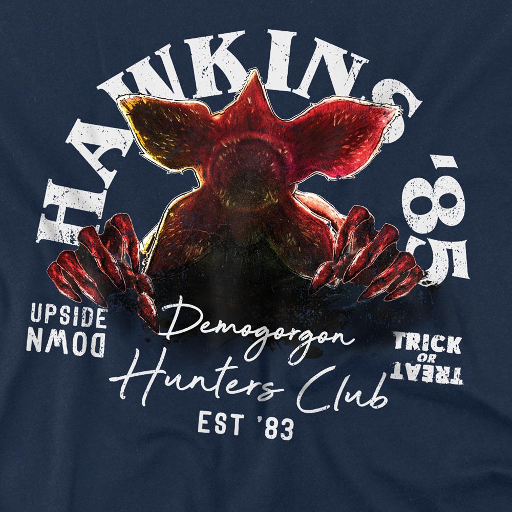 Navy - Side - Stranger Things Unisex Adult Hawkins 85 Demogorgon T-Shirt