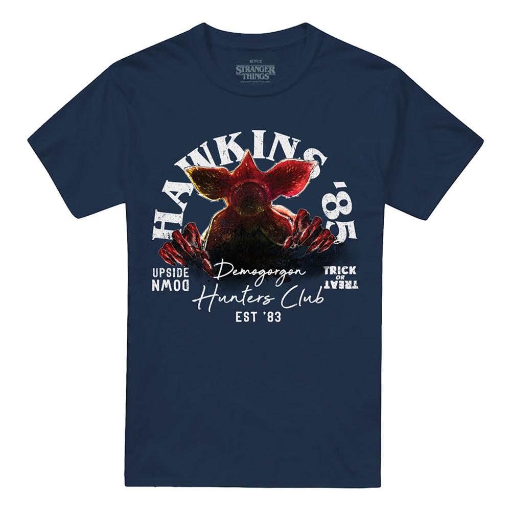 Navy - Front - Stranger Things Unisex Adult Hawkins 85 Demogorgon T-Shirt