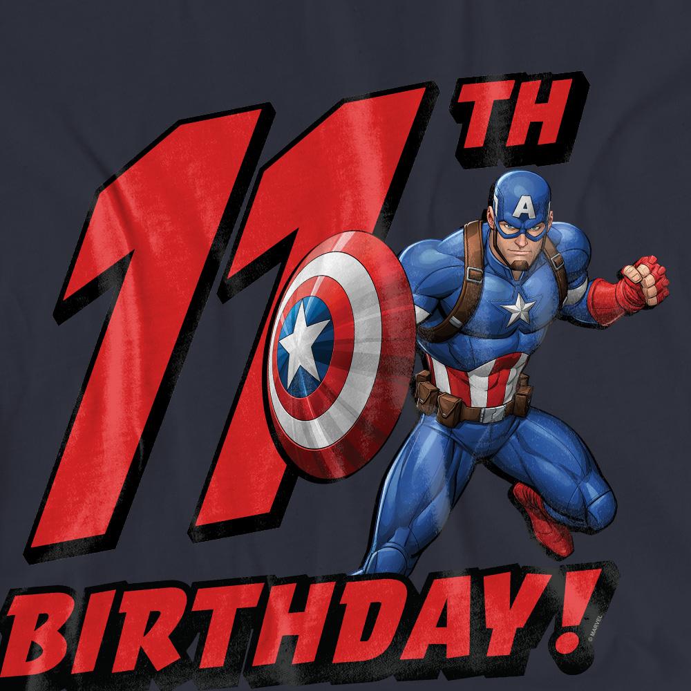 Deep Navy - Side - Captain America Womens-Ladies 11th Birthday T-Shirt