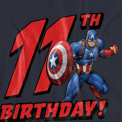 Deep Navy - Side - Captain America Womens-Ladies 11th Birthday T-Shirt