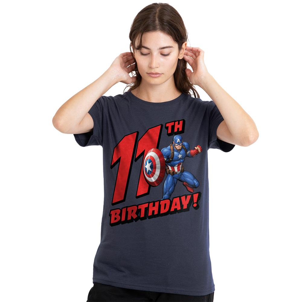 Deep Navy - Lifestyle - Captain America Womens-Ladies 11th Birthday T-Shirt