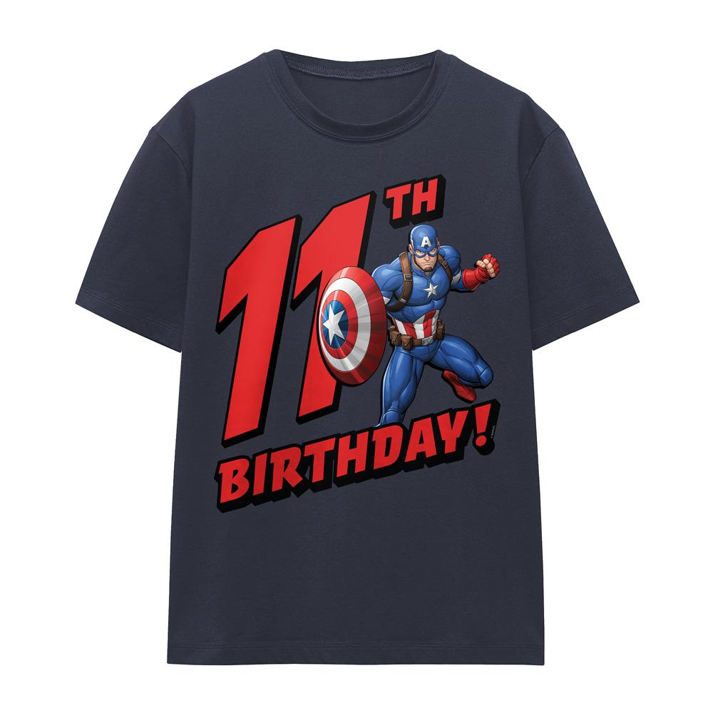 Deep Navy - Front - Captain America Womens-Ladies 11th Birthday T-Shirt