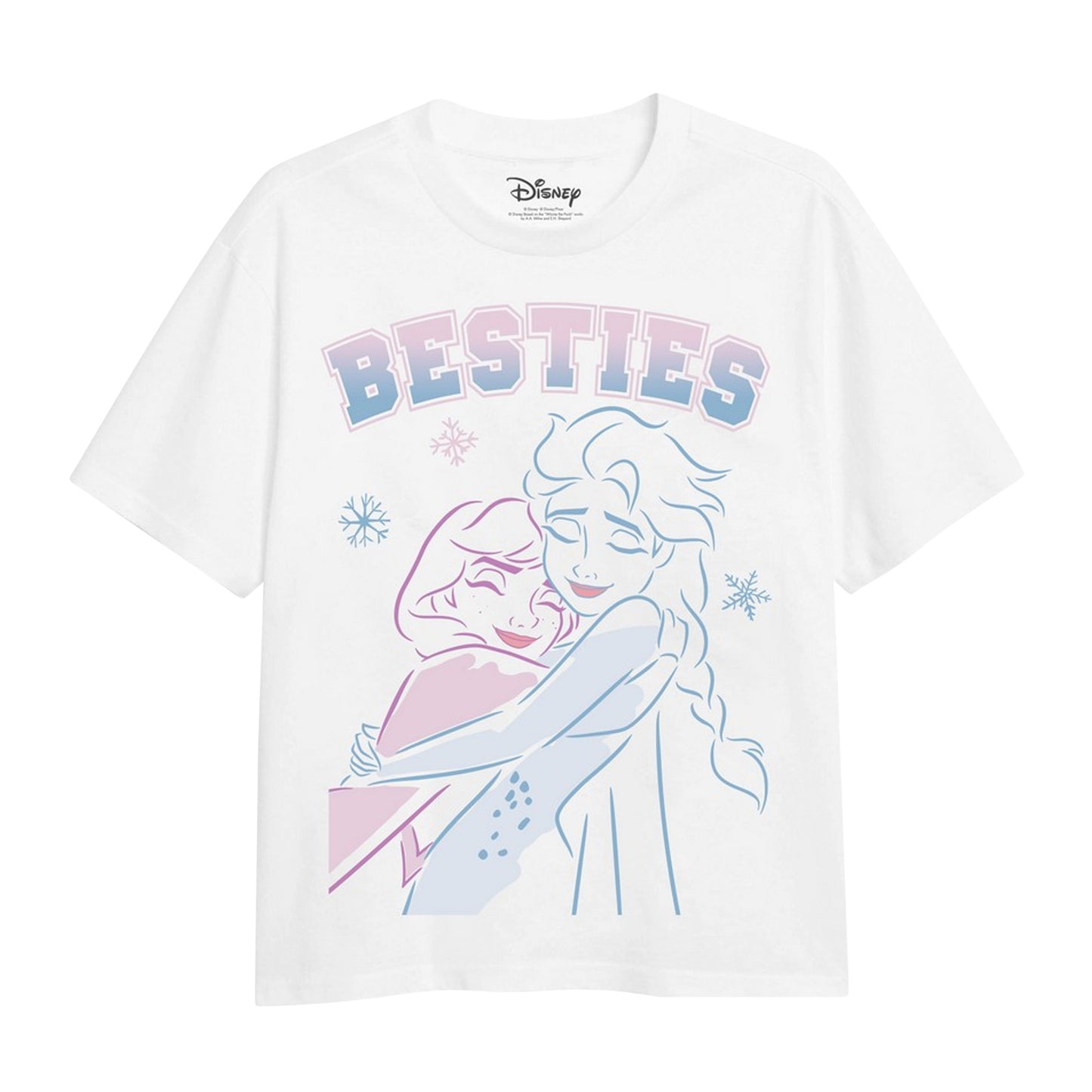 White - Front - Frozen Girls Besties Anna And Elsa T-Shirt