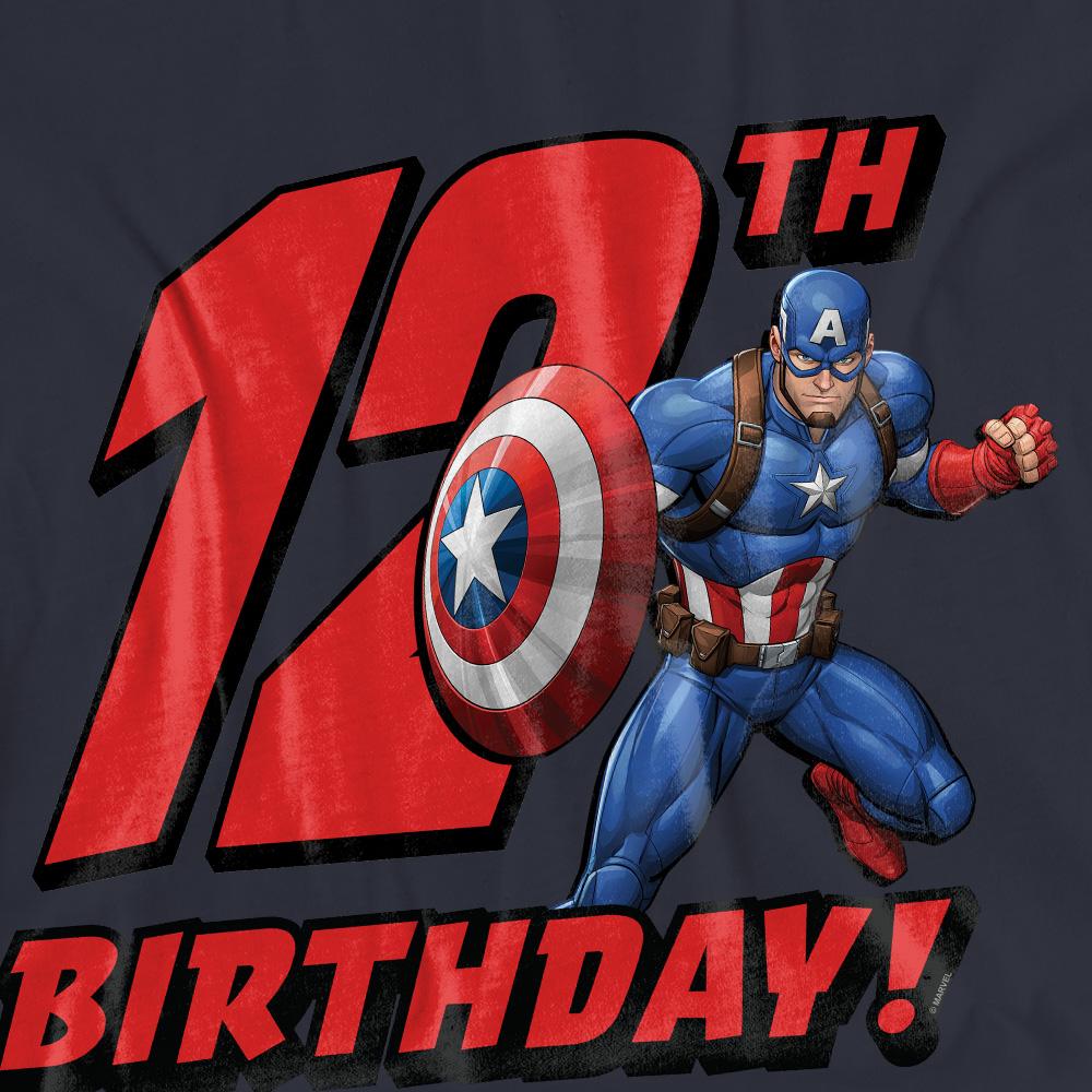 Deep Navy - Side - Captain America Womens-Ladies 12th Birthday T-Shirt