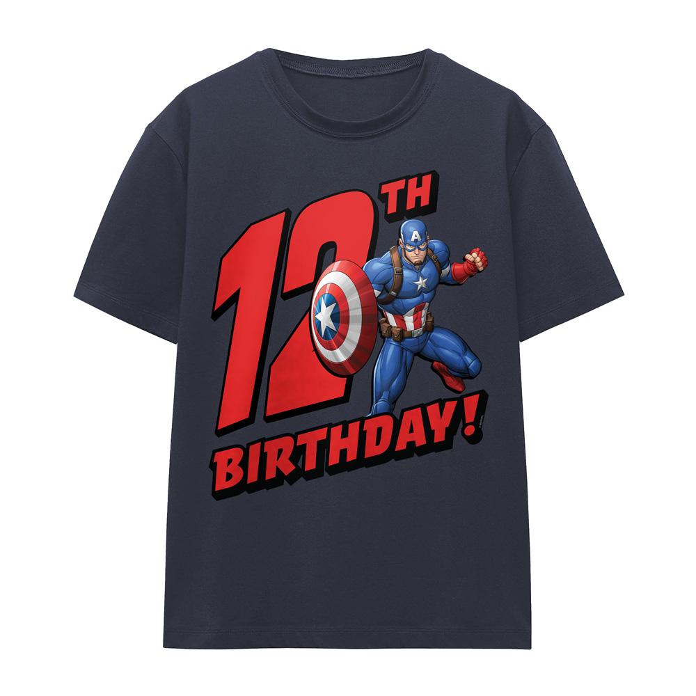 Deep Navy - Front - Captain America Womens-Ladies 12th Birthday T-Shirt