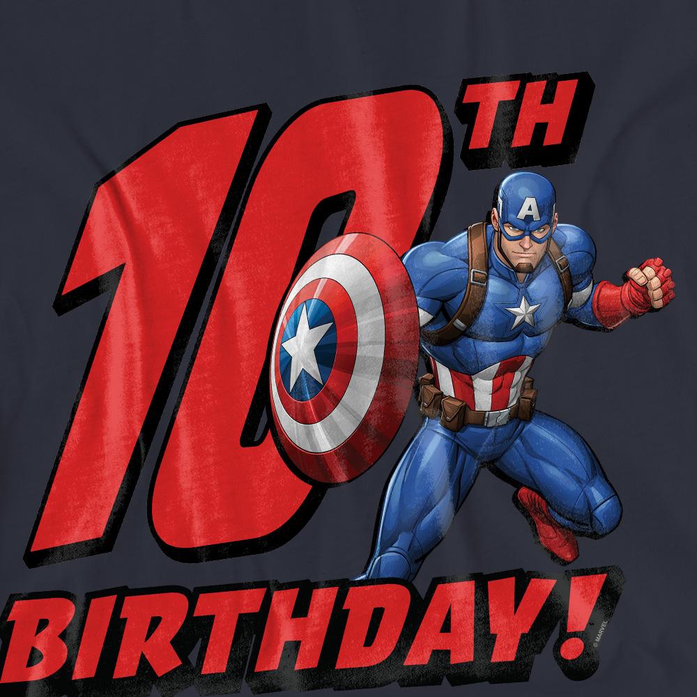 Deep Navy - Side - Captain America Womens-Ladies 10th Birthday T-Shirt