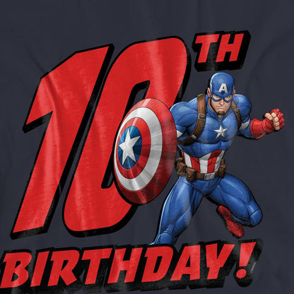 Deep Navy - Side - Captain America Womens-Ladies 10th Birthday T-Shirt