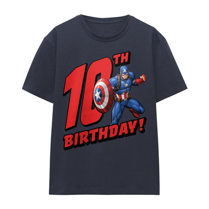 Deep Navy - Front - Captain America Womens-Ladies 10th Birthday T-Shirt