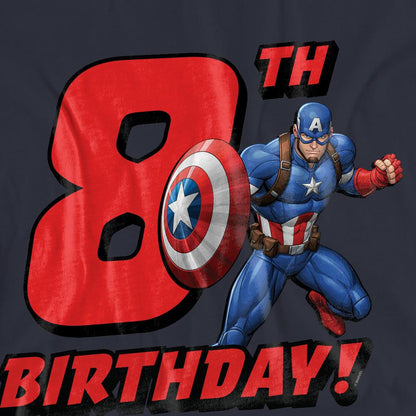Deep Navy - Side - Captain America Womens-Ladies 8th Birthday T-Shirt