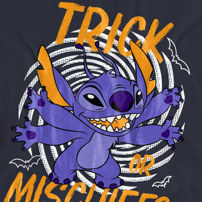 Deep Navy - Side - Lilo & Stitch Womens-Ladies Trick Or Mischief T-Shirt