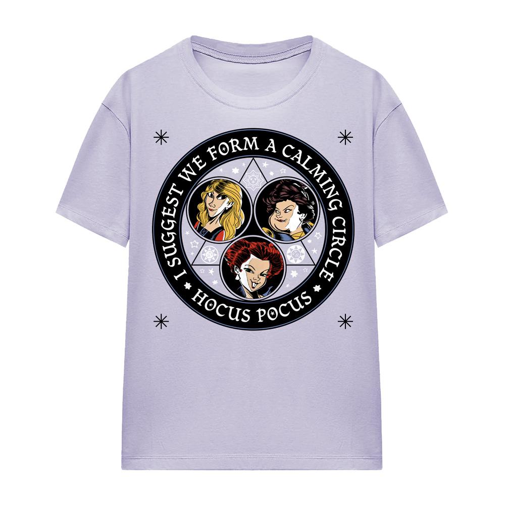 Lavender - Front - Hocus Pocus Womens-Ladies Form A Calming Circle Sanderson Sisters T-Shirt