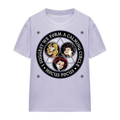 Lavender - Front - Hocus Pocus Womens-Ladies Form A Calming Circle Sanderson Sisters T-Shirt