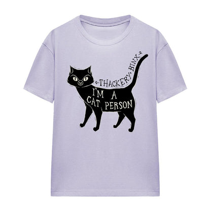 Lavender - Front - Hocus Pocus Womens-Ladies I´m A Cat Person Thackery Binx T-Shirt