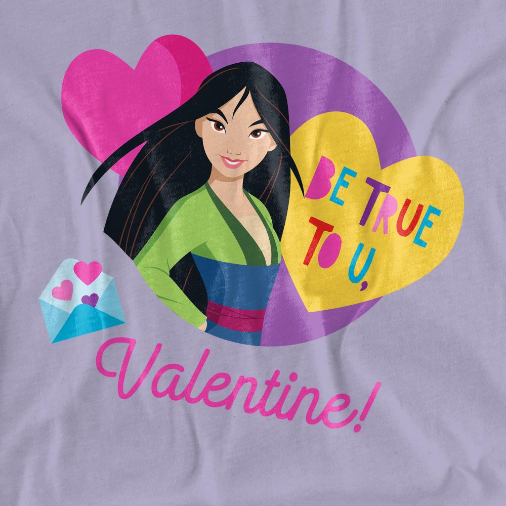 Lavender - Side - Disney Princess Womens-Ladies Be True To You Mulan Valentine T-Shirt