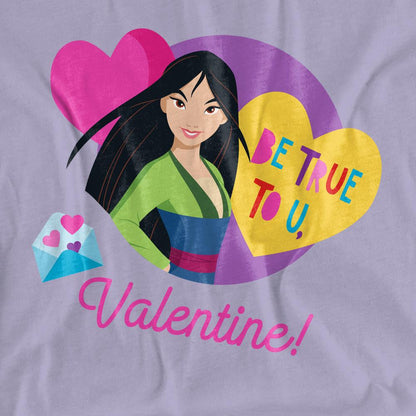 Lavender - Side - Disney Princess Womens-Ladies Be True To You Mulan Valentine T-Shirt