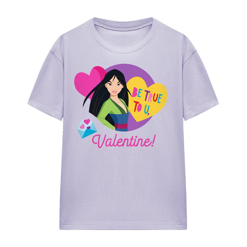Lavender - Front - Disney Princess Womens-Ladies Be True To You Mulan Valentine T-Shirt