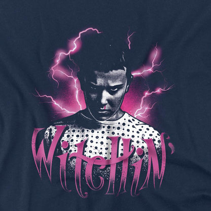 Navy - Side - Stranger Things Childrens-Kids Witchin Eleven T-Shirt