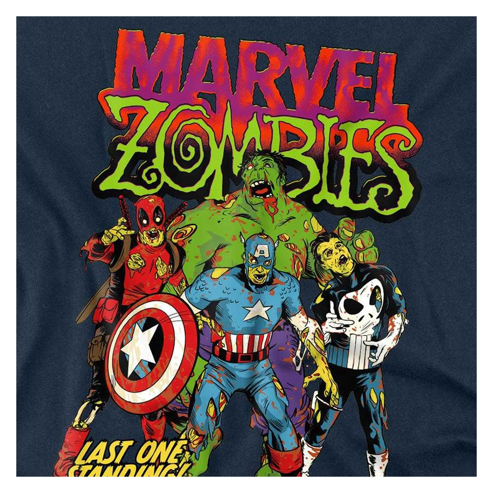 Navy - Side - Marvel Zombies Unisex Adult Last One Standing Long-Sleeved T-Shirt