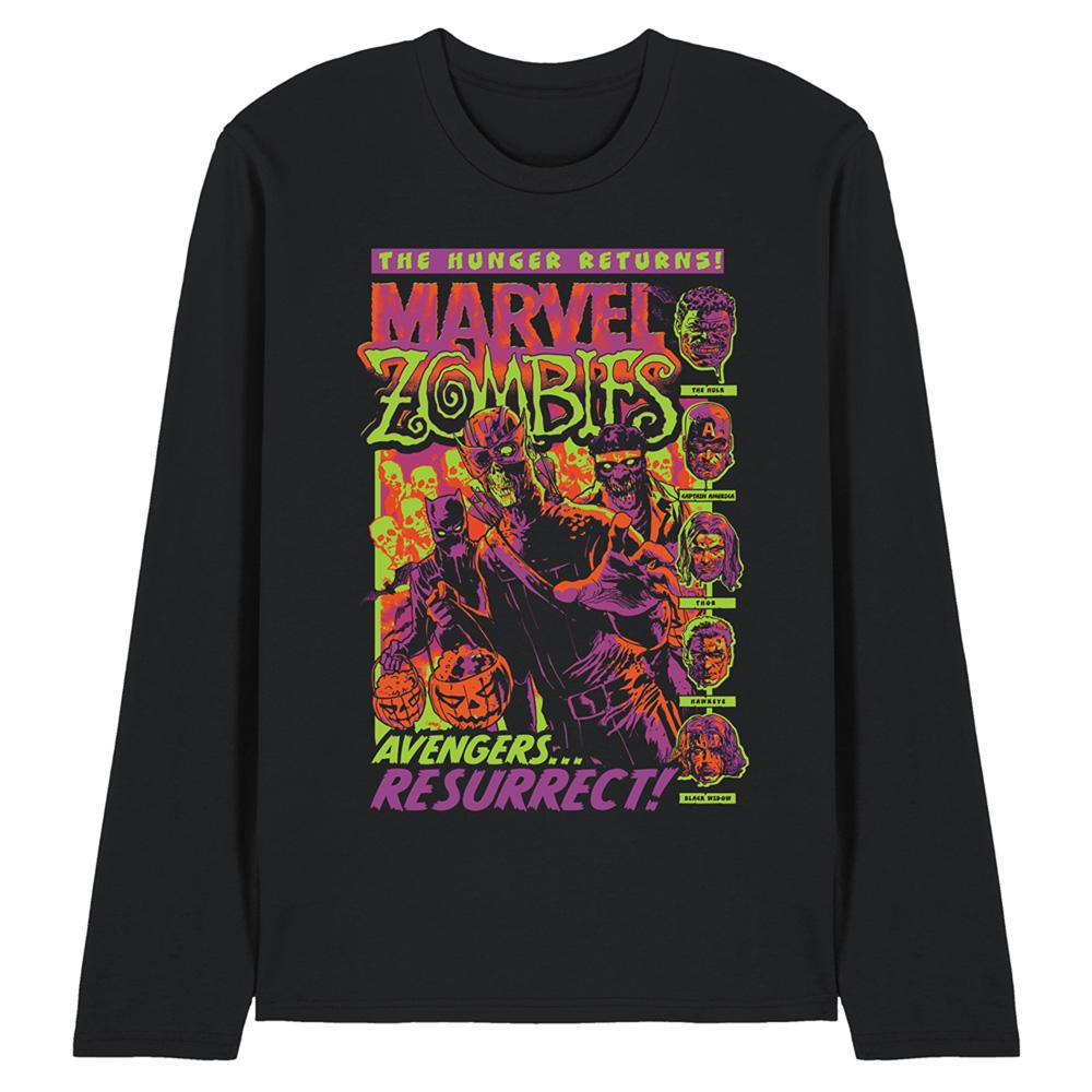 Black - Front - Marvel Zombies Unisex Adult Resurrect Avengers Long-Sleeved T-Shirt