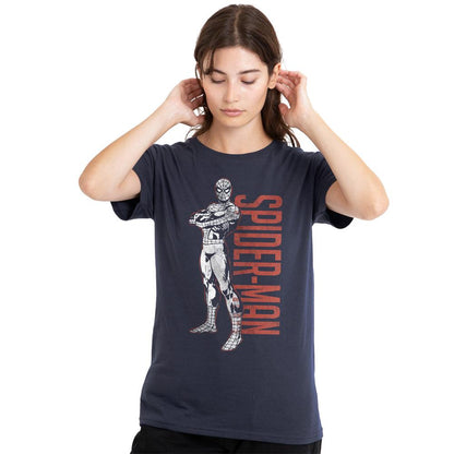 Deep Navy - Lifestyle - Spider-Man Womens-Ladies Hero Stance T-Shirt