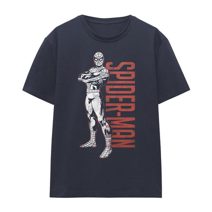 Deep Navy - Front - Spider-Man Womens-Ladies Hero Stance T-Shirt