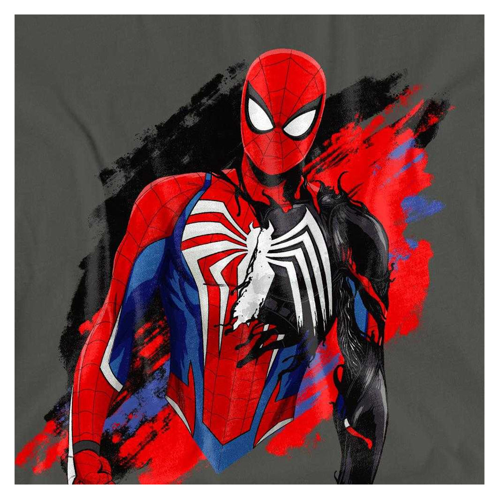 Charcoal - Side - Spider-Man Womens-Ladies Symbiote Venom T-Shirt