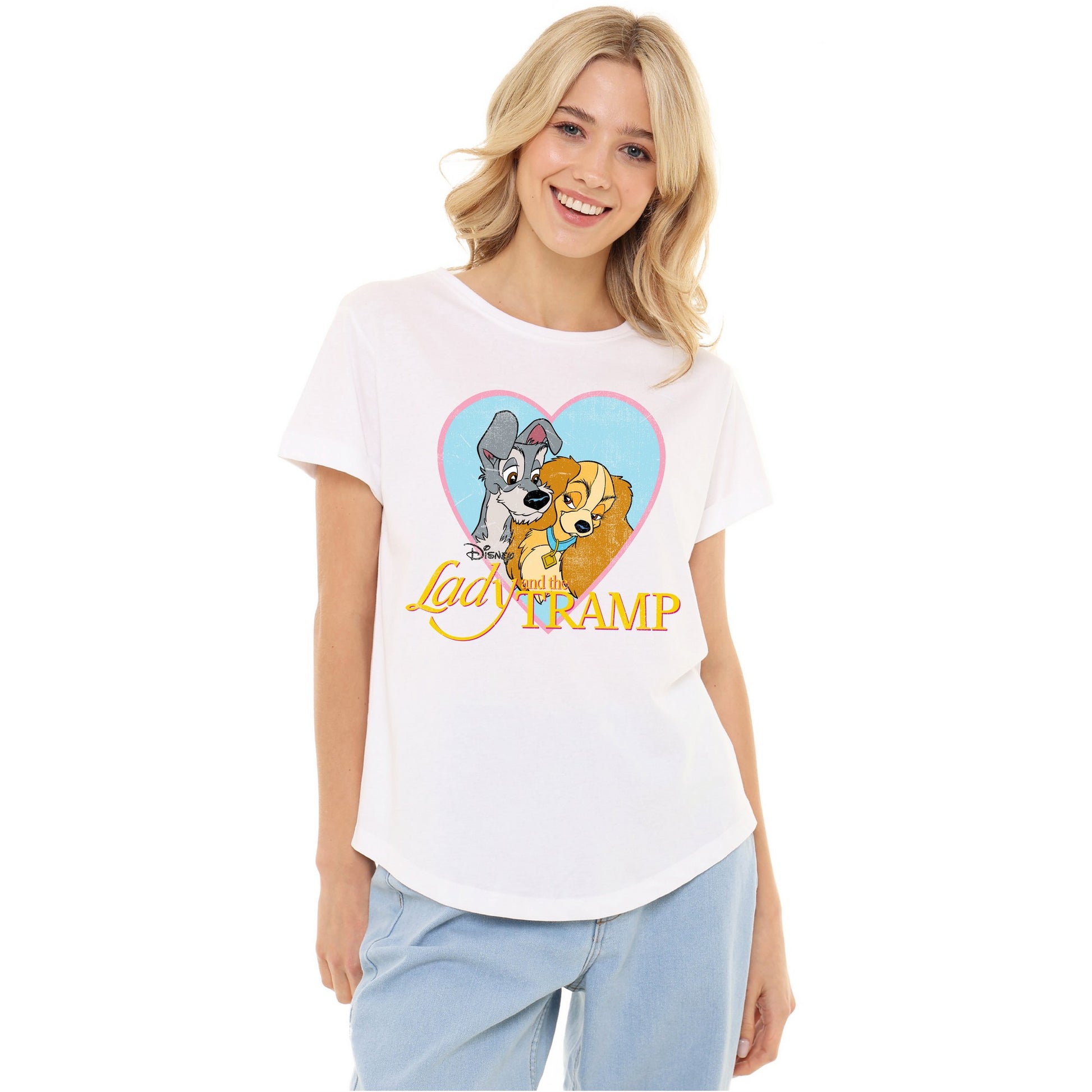 White - Side - Lady And The Tramp Womens-Ladies T-Shirt