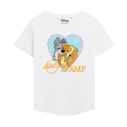 White - Front - Lady And The Tramp Womens-Ladies T-Shirt
