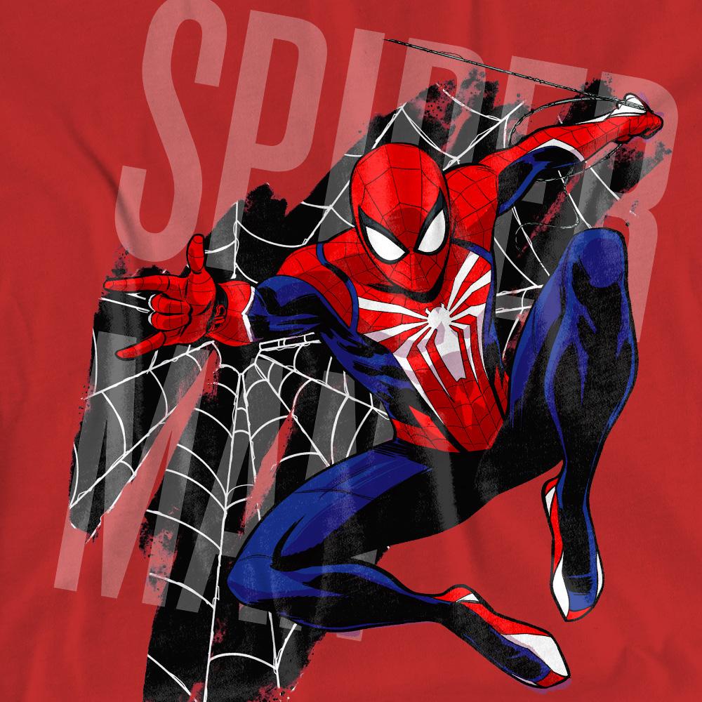 Red - Side - Spider-Man Womens-Ladies Gamerverse Web Shooting T-Shirt