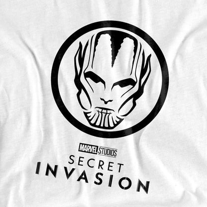 White - Side - Secret Invasion Womens-Ladies Mono Badge T-Shirt