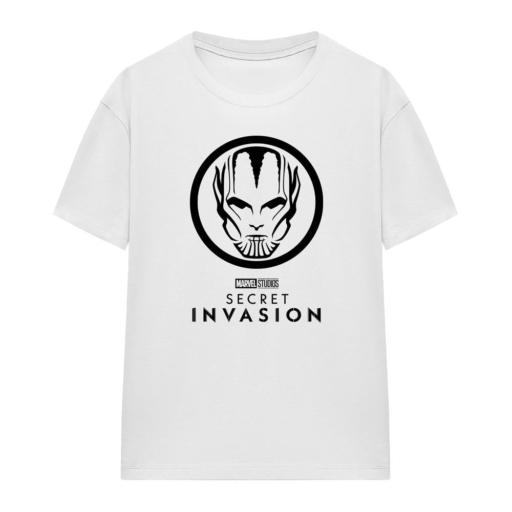White - Front - Secret Invasion Womens-Ladies Mono Badge T-Shirt