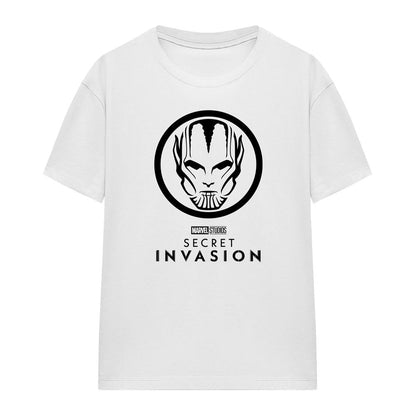 White - Front - Secret Invasion Womens-Ladies Mono Badge T-Shirt