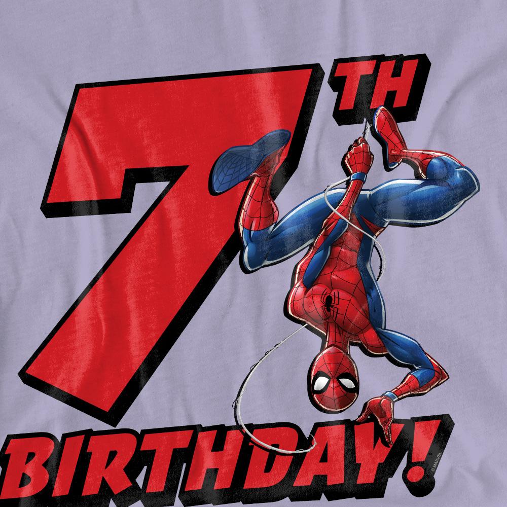 Lavender - Pack Shot - Spider-Man Childrens-Kids 7th Birthday T-Shirt
