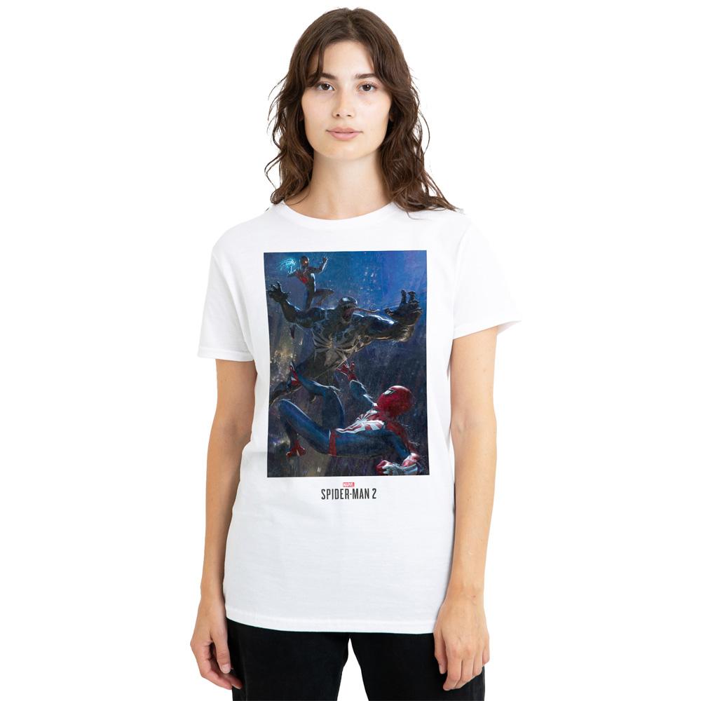 White - Lifestyle - Spider-Man Womens-Ladies Gameverse City Fight T-Shirt
