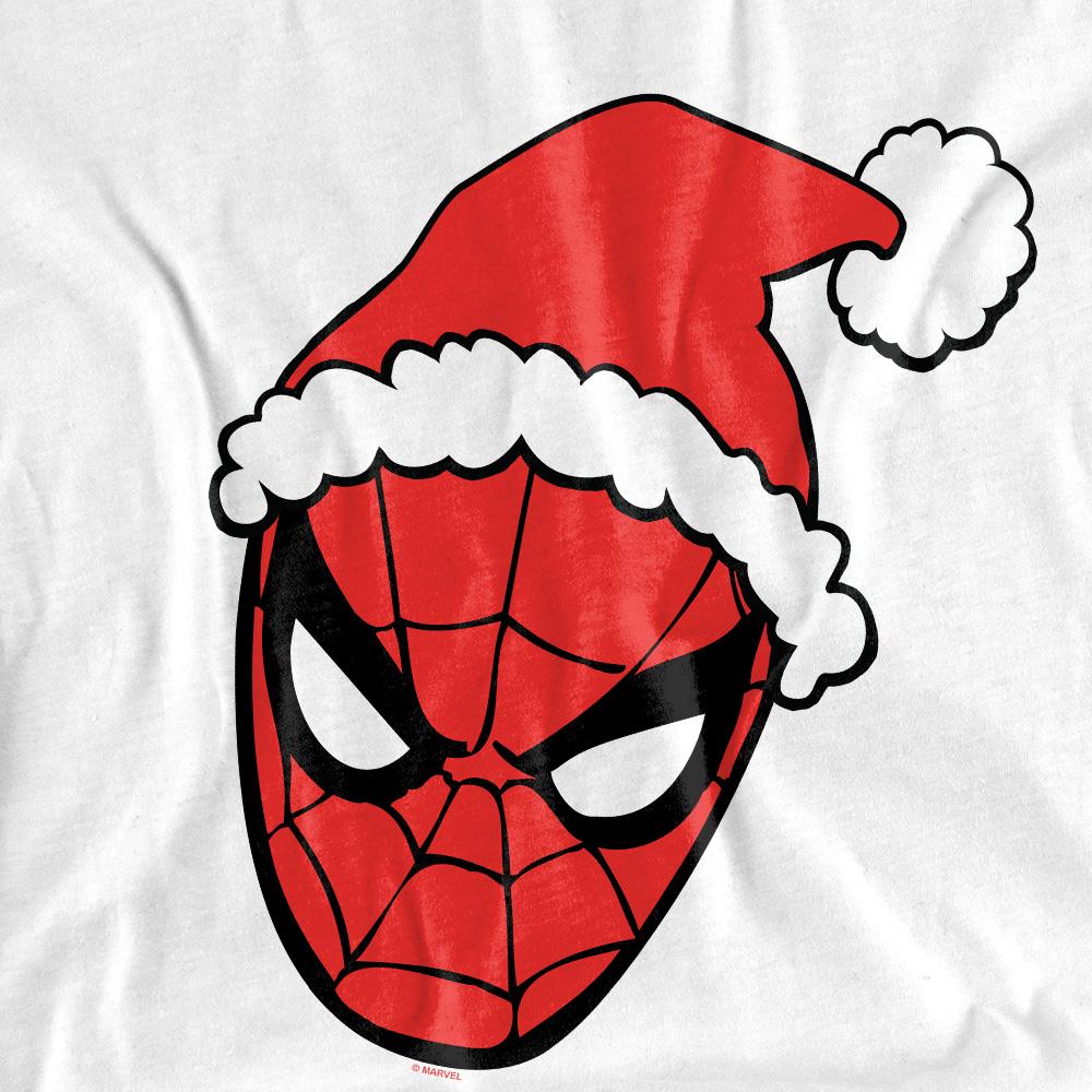 White - Side - Spider-Man Womens-Ladies Santa Hat T-Shirt